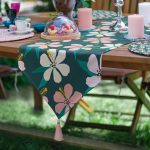 6+1'li Renkli Zemin Üzerinde Yaprak Desenli Supla Runner Seti Realhomes