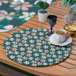 6+1'li Renkli Zemin Üzerinde Yaprak Desenli Supla Runner Seti Realhomes