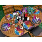 6+1'li Renkli Uzakdoğu Etnik Figürlü Supla Runner Seti Realhomes