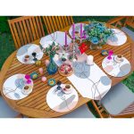 6+1'li Soyut Renkli Onedraw Çizimli Supla Runner Seti Realhomes