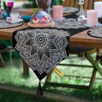 6+1'li Siyah Beyaz Mandala Özel Tasarım Supla Runner Seti Realhomes