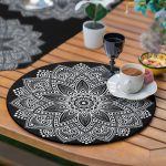 6+1'li Siyah Beyaz Mandala Özel Tasarım Supla Runner Seti Realhomes