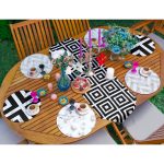 6+1'li Mermer Zeminli Geometrik Şekiller Supla Runner Seti Realhomes