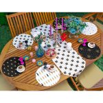 6+1'li Gold Detaylı Siyah Beyaz Yılbaşı Temalı Supla Runner Seti Realhomes