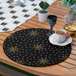 6+1'li Gold Detaylı Siyah Beyaz Yılbaşı Temalı Supla Runner Seti Realhomes