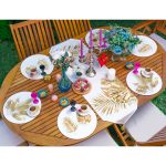 6+1'li Altın Varaklı Yaprak Özel Tasarım Supla Runner Seti Realhomes