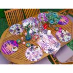 6+1'li Renkli Palmiye Ağaçları Özel Tasarımlı Supla Runner Seti Realhomes