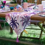 6+1'li Renkli Palmiye Ağaçları Özel Tasarımlı Supla Runner Seti Realhomes