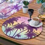 6+1'li Renkli Palmiye Ağaçları Özel Tasarımlı Supla Runner Seti Realhomes