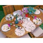 6+1'li Pembe Zemin Love Tasarımlı Supla Runner Seti Realhomes