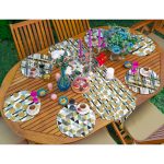 6+1'li Geometrik Özel Tasarımlı Gold Detaylı Supla Runner Seti Realhomes