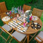 - SuplaRunnerSet376-61li-Siyah-Beyaz-Zemin-Kabak-Desenli-Supla-Runner-Seti - Realhomes  6+1'li Siyah Beyaz Zemin Kabak Desenli Supla Runner Seti Realhomes