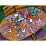 6+1'li Etnik Kareli Mandala Tasarımlı Supla Runner Seti Realhomes