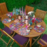 6+1'li Etnik Kareli Mandala Tasarımlı Supla Runner Seti Realhomes