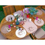 6+1'li Renkli Zemin Onedraw Çizimli Özel Tasarım Supla Runner Seti Realhomes