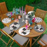 6+1'li Kumlama Çizgili Zeminn Kaktüs Tasarımlı Supla Runner Seti Realhomes