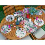 6+1'li Krem Zeminli Renkli Kaktüs Tasarımlı Supla Runner Seti Realhomes