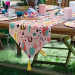 6+1'li Pembe Zemin Renkli Kaktüs Tasarımlı Supla Runner Seti Realhomes