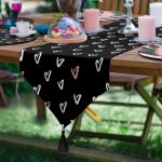 6+1'li Siyah Love Motifli Aşk Temalı Supla Runner Seti Realhomes