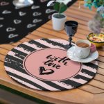 6+1'li Siyah Love Motifli Aşk Temalı Supla Runner Seti Realhomes