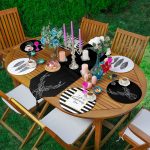 6+1'li Gold Detaylı Kara Kalem Tüy & Geyik Tasarımlı Supla Runner Seti Realhomes