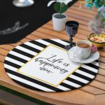 6+1'li Gold Detaylı Kara Kalem Tüy & Geyik Tasarımlı Supla Runner Seti Realhomes