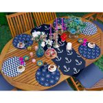 6+1'li Lacivert Zigzag Denizci Tasarımlı Supla Runner Seti Realhomes