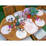 6+1'li Soft Renkli Tropik Yaprak Motifli Supla Runner Seti Realhomes