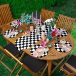 6+1'li Kareli Dama Zemin Sevimli Kız Tasarımlı Supla Runner Seti Realhomes