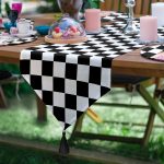 6+1'li Kareli Dama Zemin Sevimli Kız Tasarımlı Supla Runner Seti Realhomes