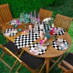 6+1'li Kareli Dama Zemin Sevimli Kız Tasarımlı Supla Runner Seti Realhomes