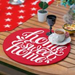 6+1'li Özel Tasarım Home Sweet Home Kırmızı Temalı Supla Runner Seti Realhomes