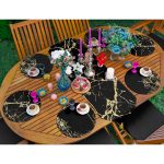 6+1'li Siyah Zeminli Gold Detaylı Özel Tasarım Supla Runner Seti Realhomes