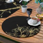 6+1'li Siyah Zeminli Gold Detaylı Özel Tasarım Supla Runner Seti Realhomes