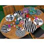 6+1'li Siyah Beyaz Zebra Desen Tasarımlı Supla Runner Seti Realhomes