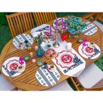 6+1'li Lacivert Çapa Desen Motifli Supla Runner Seti Realhomes