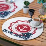 6+1'li Lacivert Çapa Desen Motifli Supla Runner Seti Realhomes