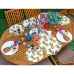 - SuplaRunnerSet7-61li-Beyaz-Zeminde-Ananas-Desenli-Supla-Runner-Seti-1 - Realhomes 6+1'li Beyaz Zeminde Ananas Desenli Supla Runner Seti Realhomes