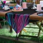 6+1'li Siyah Zemin Neon Tropik Yaprak Tasarımlı Supla Runner Seti Realhomes