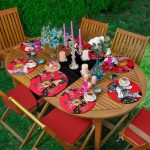 6+1'li Kırmızı Zemin Yelpazeli Japon Kadın Tasarımlı Supla Runner Seti Realhomes