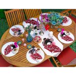 6+1'li Kırmızı Yelpazeli Japon Kadın Özel Tasarım Supla Runner Seti Realhomes