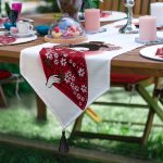 6+1'li Kırmızı Yelpazeli Japon Kadın Özel Tasarım Supla Runner Seti Realhomes