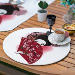 6+1'li Kırmızı Yelpazeli Japon Kadın Özel Tasarım Supla Runner Seti Realhomes