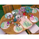 6+1'li Tropik Yaprak & Onedraw Çizimli Özel Tasarım Supla Runner Seti Realhomes