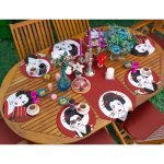 6+1'li Kırmızı Japon Motifli Özel Tasarım Supla Runner Seti Realhomes