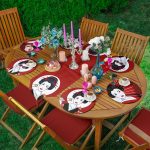 6+1'li Kırmızı Japon Motifli Özel Tasarım Supla Runner Seti Realhomes