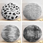 4'lü RealHomes Geometrik Şekil Tasarımlı Modern  Dijital Baskılı Yuvarlak Yastık Kırlent Kılıf Seti Realhomes