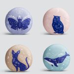 4'lü Soyut Sevimli Hayvan Baskılı Yuvarlak Yastık Kırlent Kılıf Seti Realhomes