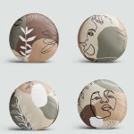 4'lü Portre Tasarımlı Dekoratif Yuvarlak Yastık Kırlent Kılıf Seti Realhomes