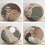 4'lü Portre Tasarımlı Dekoratif Yuvarlak Yastık Kırlent Kılıf Seti Realhomes